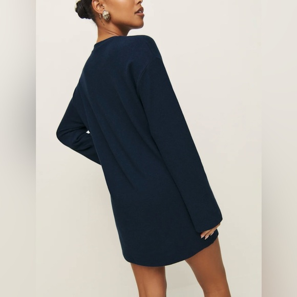 Reformation Jamie Knit Sweater Mini Dress - Long Sleeve, Navy, Small - Picture 3 of 7